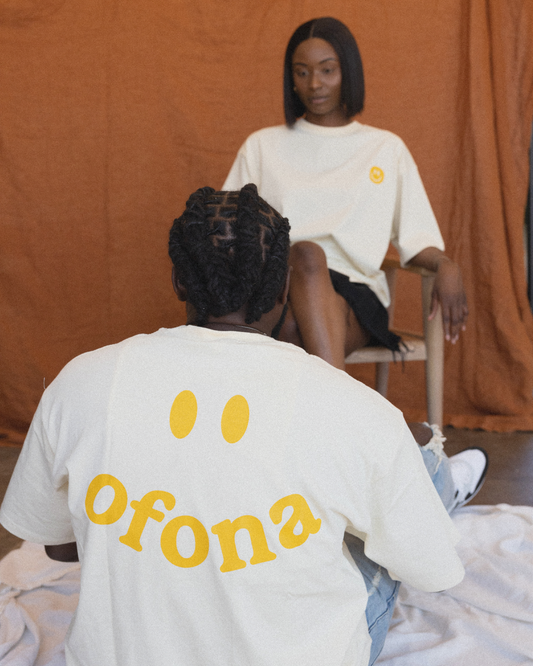 Oversized Ofona Smiley Tee - Butter Yellow