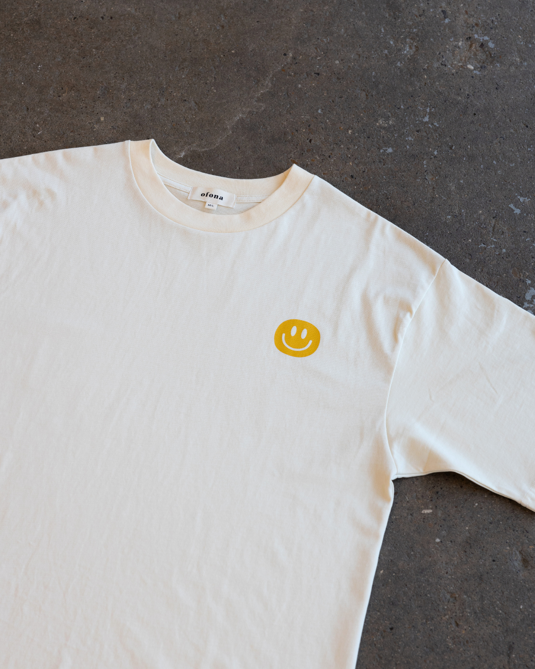 Oversized Ofona Smiley Tee - Butter Yellow